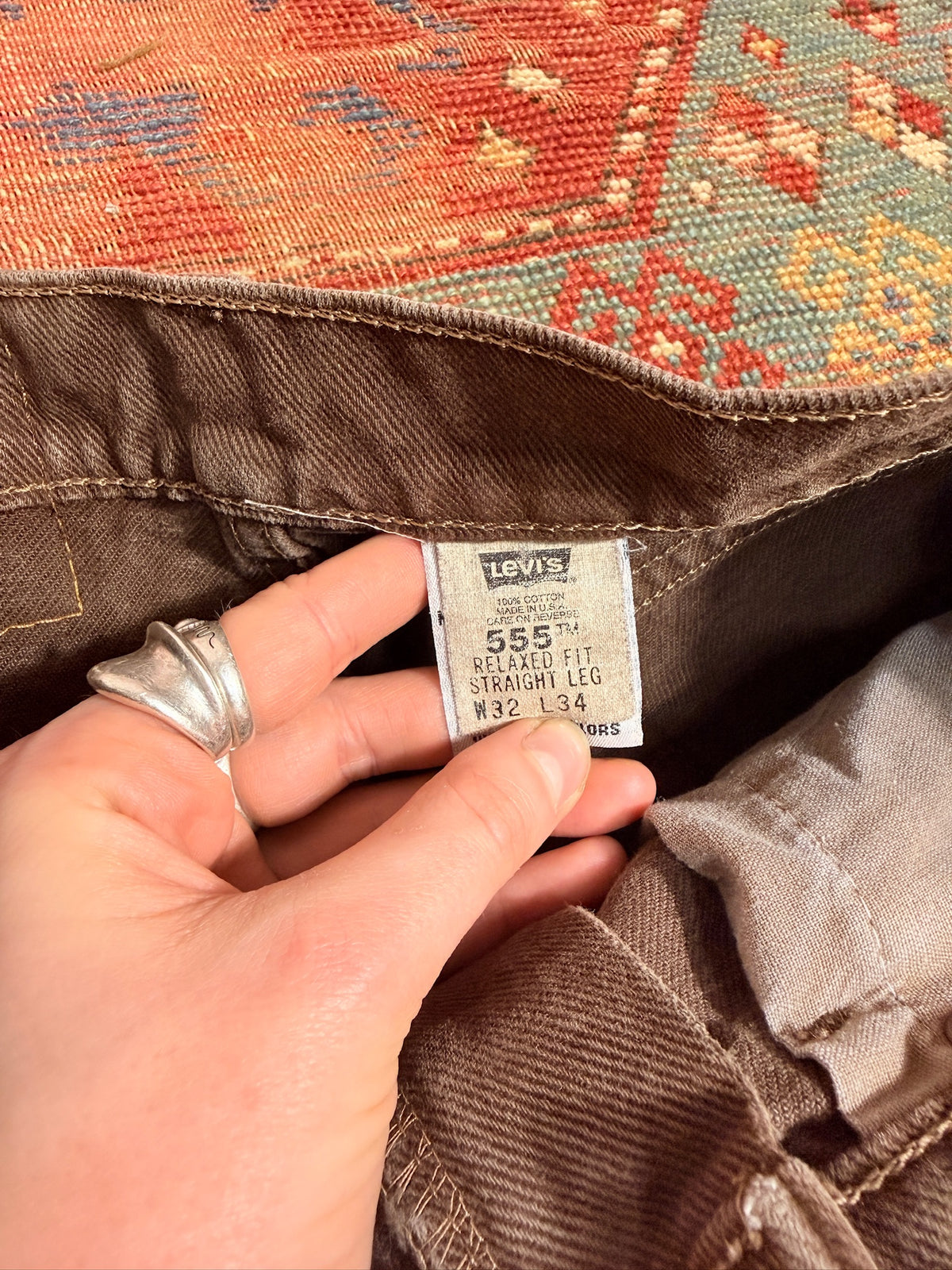 Vintage 1980s Levi's 555 Relaxed Fit Brown Jeans | 30x34
