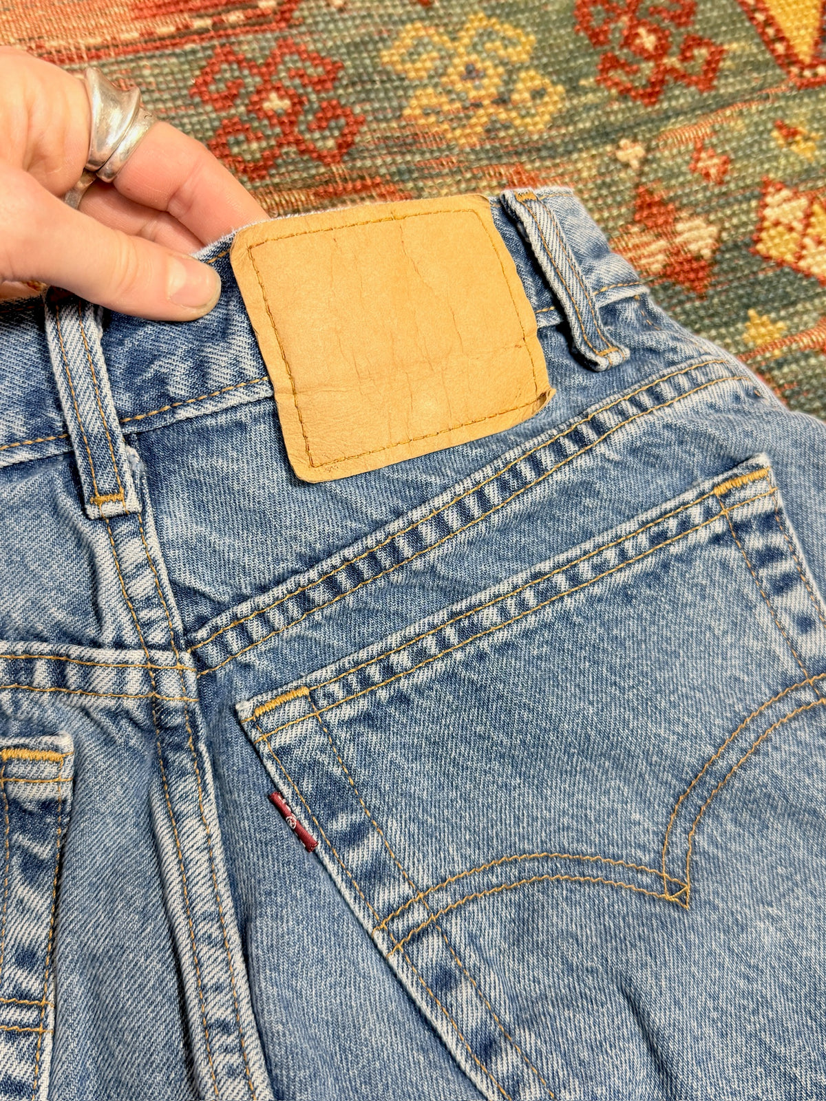 Vintage Blank Patch Levi's Red Tab Medium Wash Jeans | 26x29
