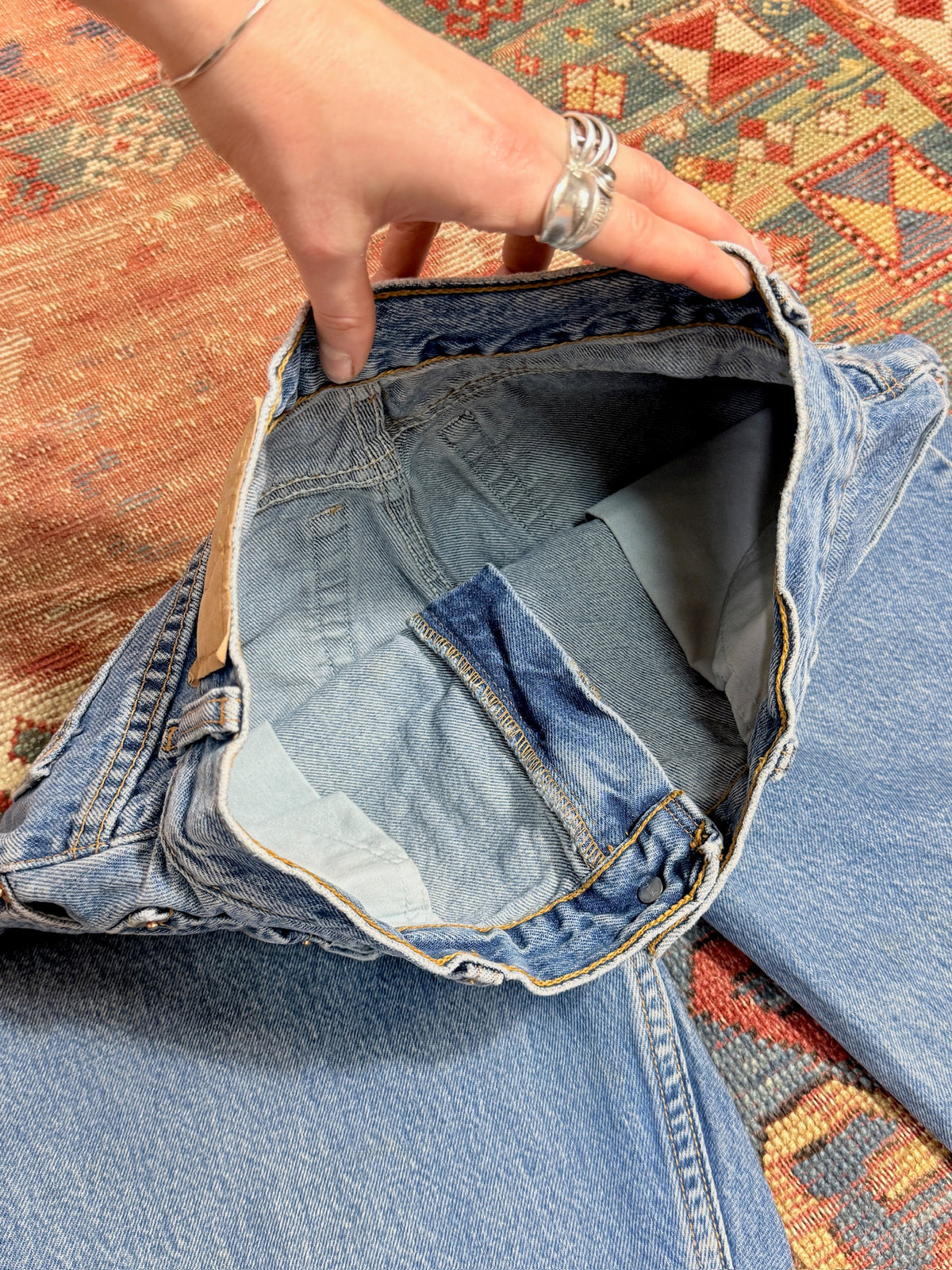 Vintage Blank Patch Levi's Red Tab Medium Wash Jeans | 26x29