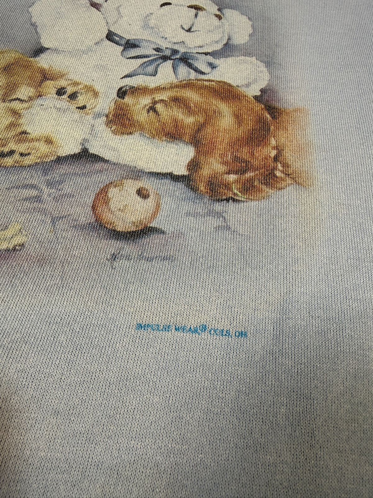 Vintage 1980’s/90’s Baby Blue Dogs and Teddy Graphic Crewneck | L