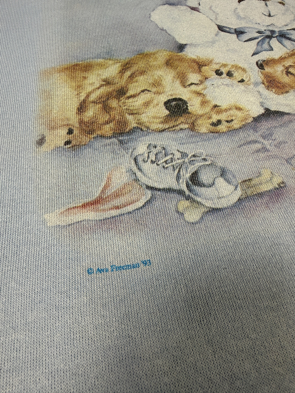Vintage 1980’s/90’s Baby Blue Dogs and Teddy Graphic Crewneck | L