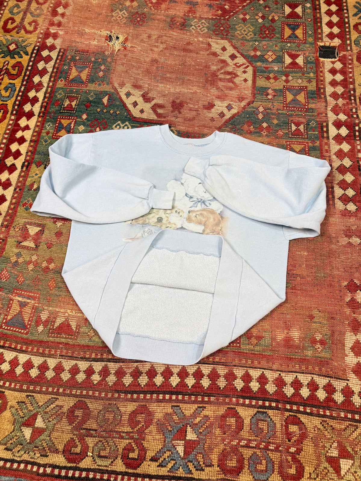 Vintage 1980’s/90’s Baby Blue Dogs and Teddy Graphic Crewneck | L