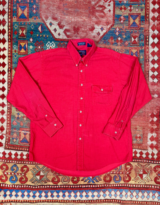 Vintage 1980s Joseph Benjamin Ivey’s Red Corduroy Button-Down | L