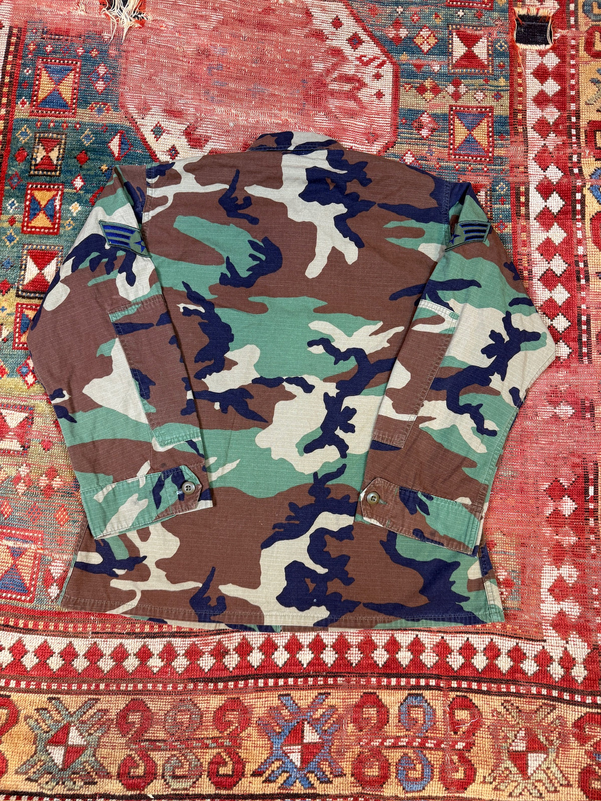 Vintage 1990s USA Airforce Cotton-Nylon Blend M81 Woodland Button Up | M