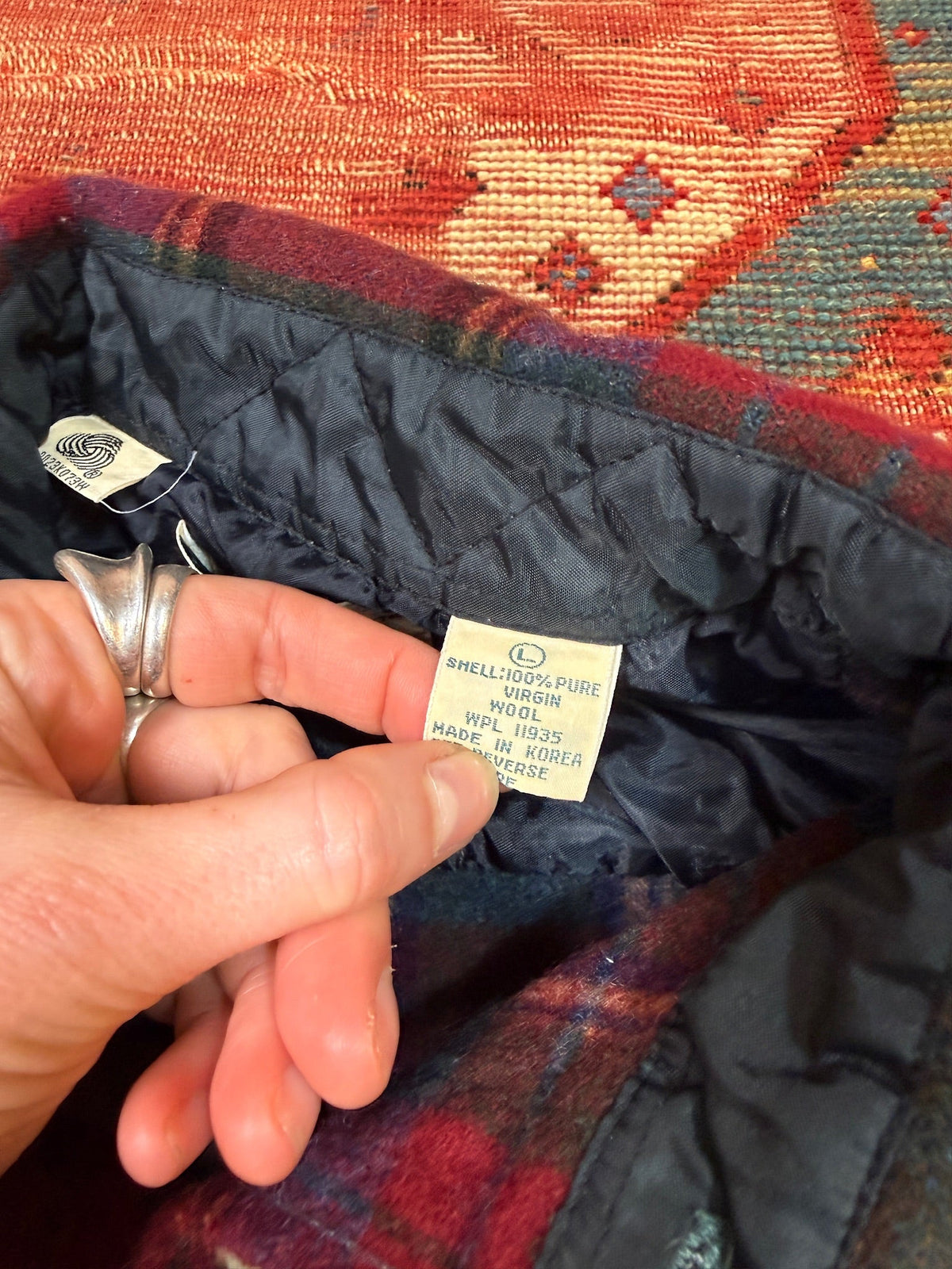 Vintage 1990s St John's Bay Wool Red Green Plaid Flannel Button Down| L