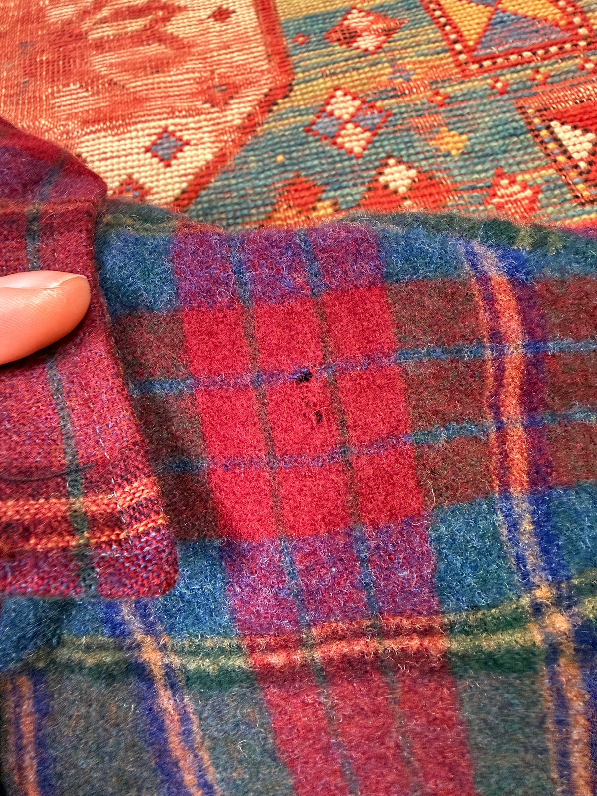 Vintage 1990s St John's Bay Wool Red Green Plaid Flannel Button Down| L