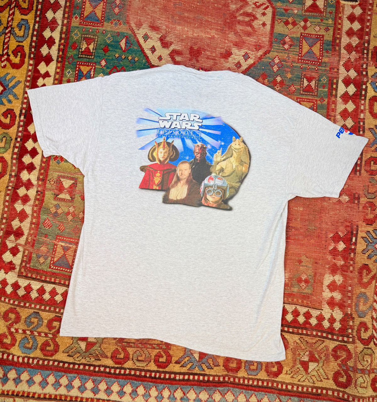 Vintage 1990s Star Wars Grey Cotton-Poly Blend "The Phantom Menace" T-Shirt