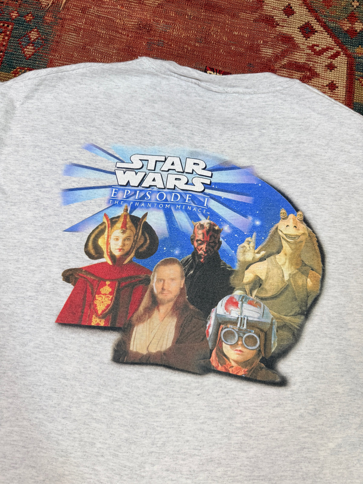 Vintage 1990s Star Wars Grey Cotton-Poly Blend "The Phantom Menace" T-Shirt