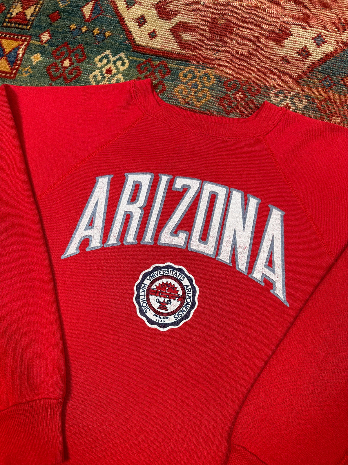 Vintage 1980s Arizona Insignia Red Cotton Raglan Crewneck | M