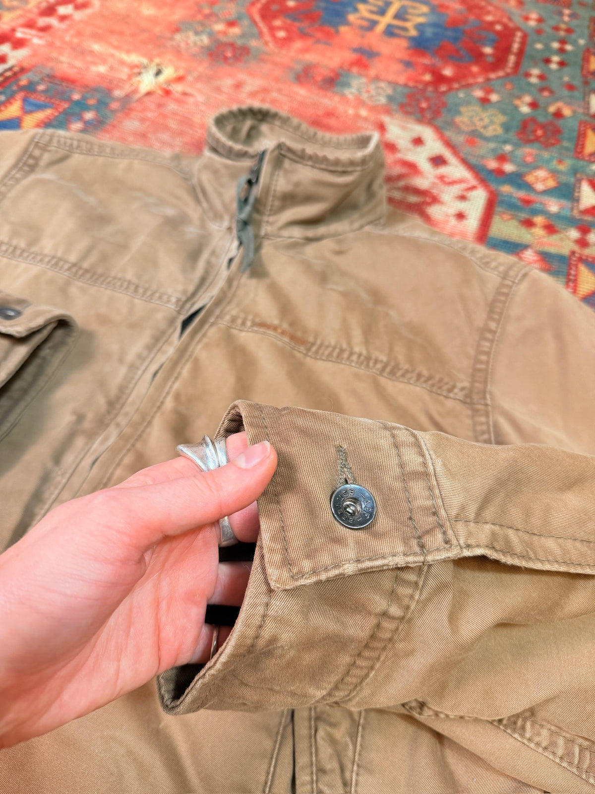 Vintage Early 2000s Abercrombie and Fitch Cotton Wool-Lined Zip-up Jacket | L