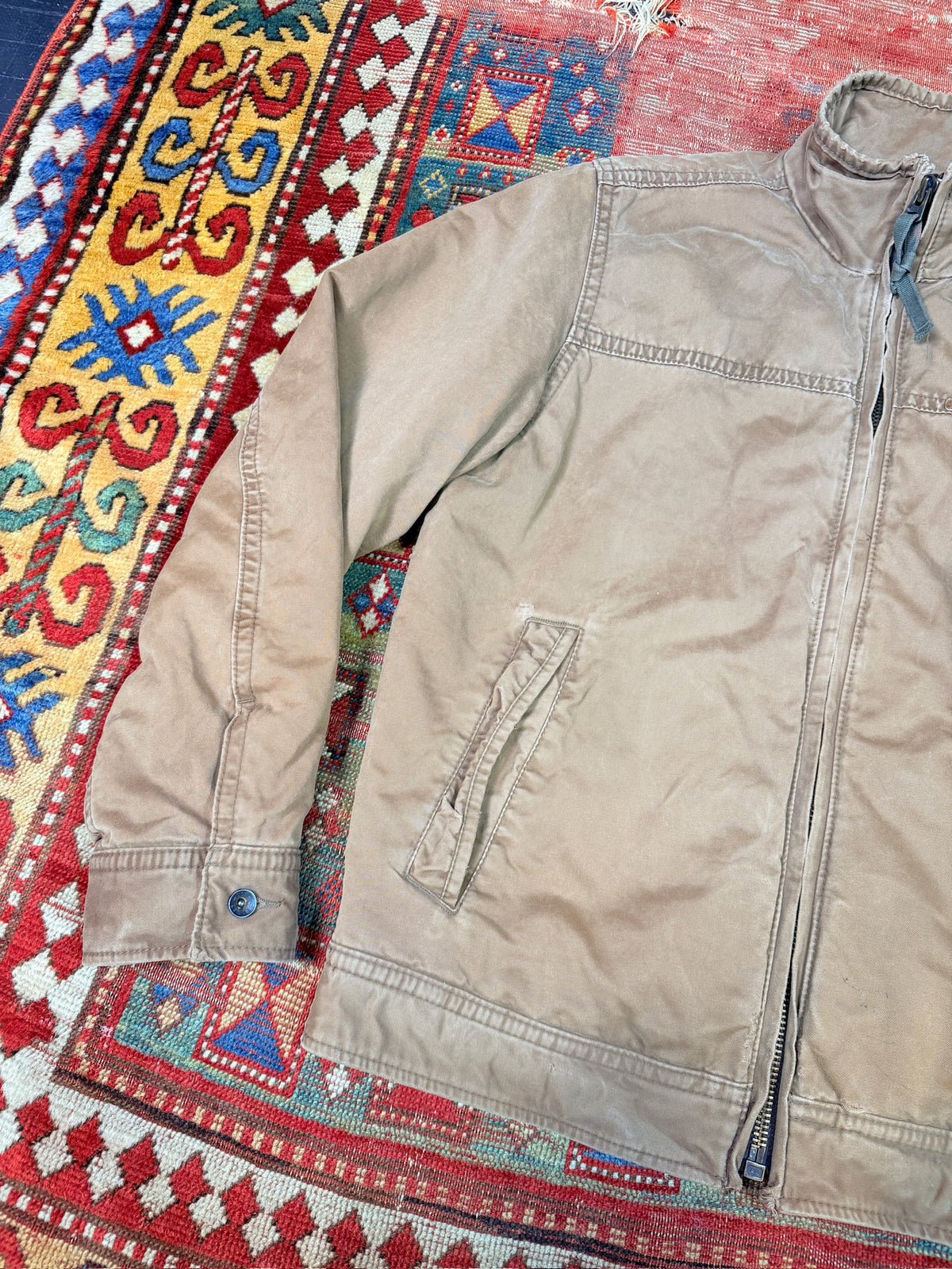 Vintage Early 2000s Abercrombie and Fitch Cotton Wool-Lined Zip-up Jacket | L
