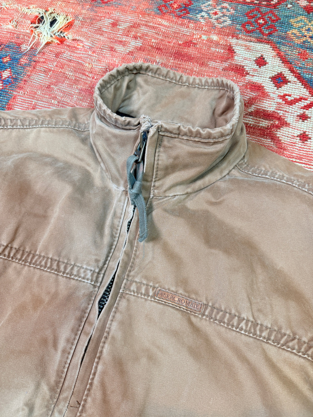 Vintage Early 2000s Abercrombie and Fitch Cotton Wool-Lined Zip-up Jacket | L