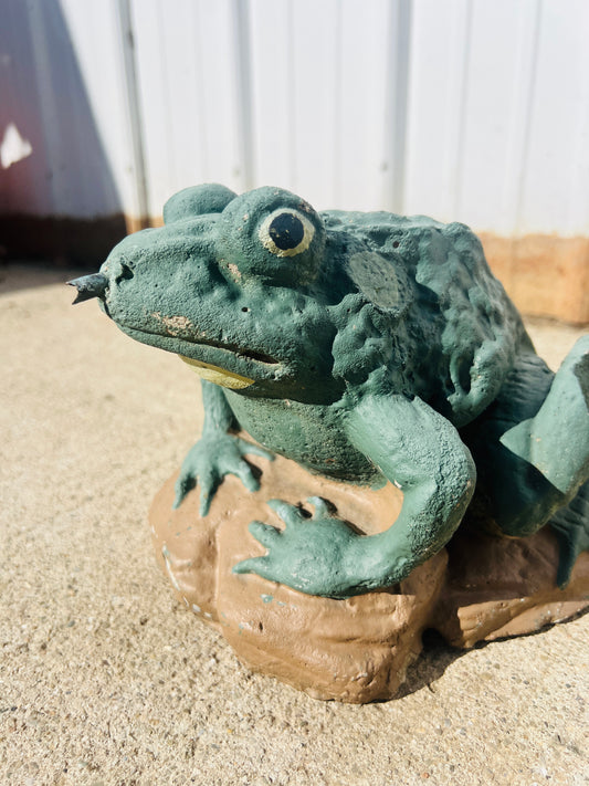 Vintage 1950s Concrete Frog Fountain Spitter