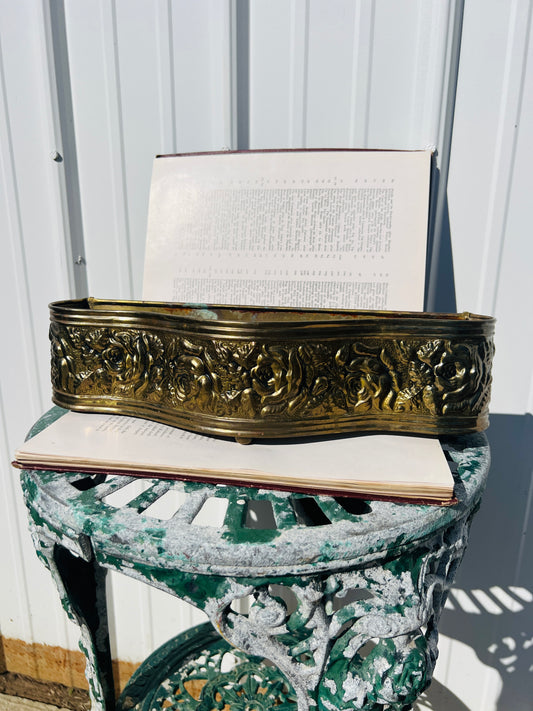 Vintage 1950s French Brass Embossed Window Planter