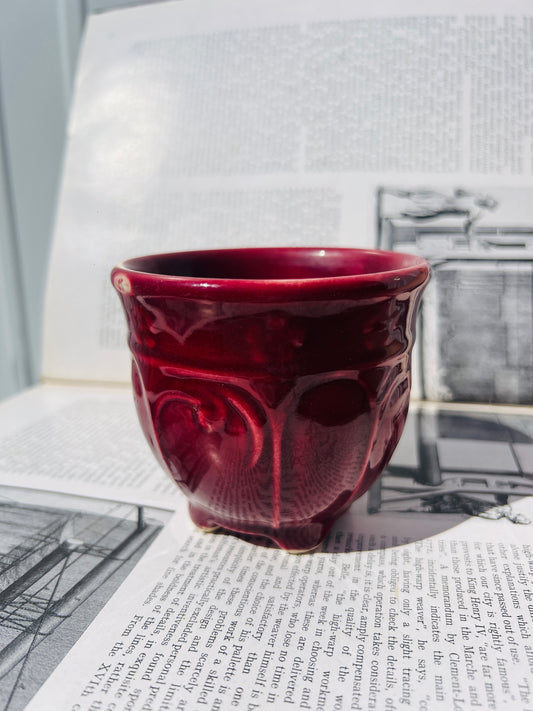 Vintage Burgundy Ceramic Mini Planter
