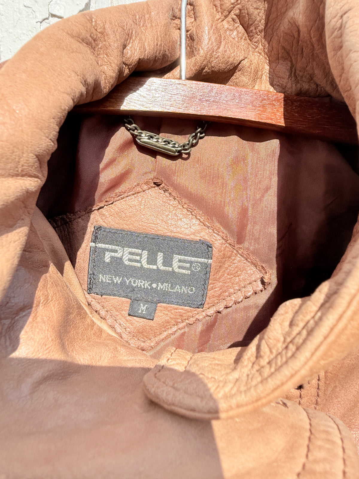 Vintage 1980s-90s Pelle Fully-Lined Brown Leather Overcoat | M