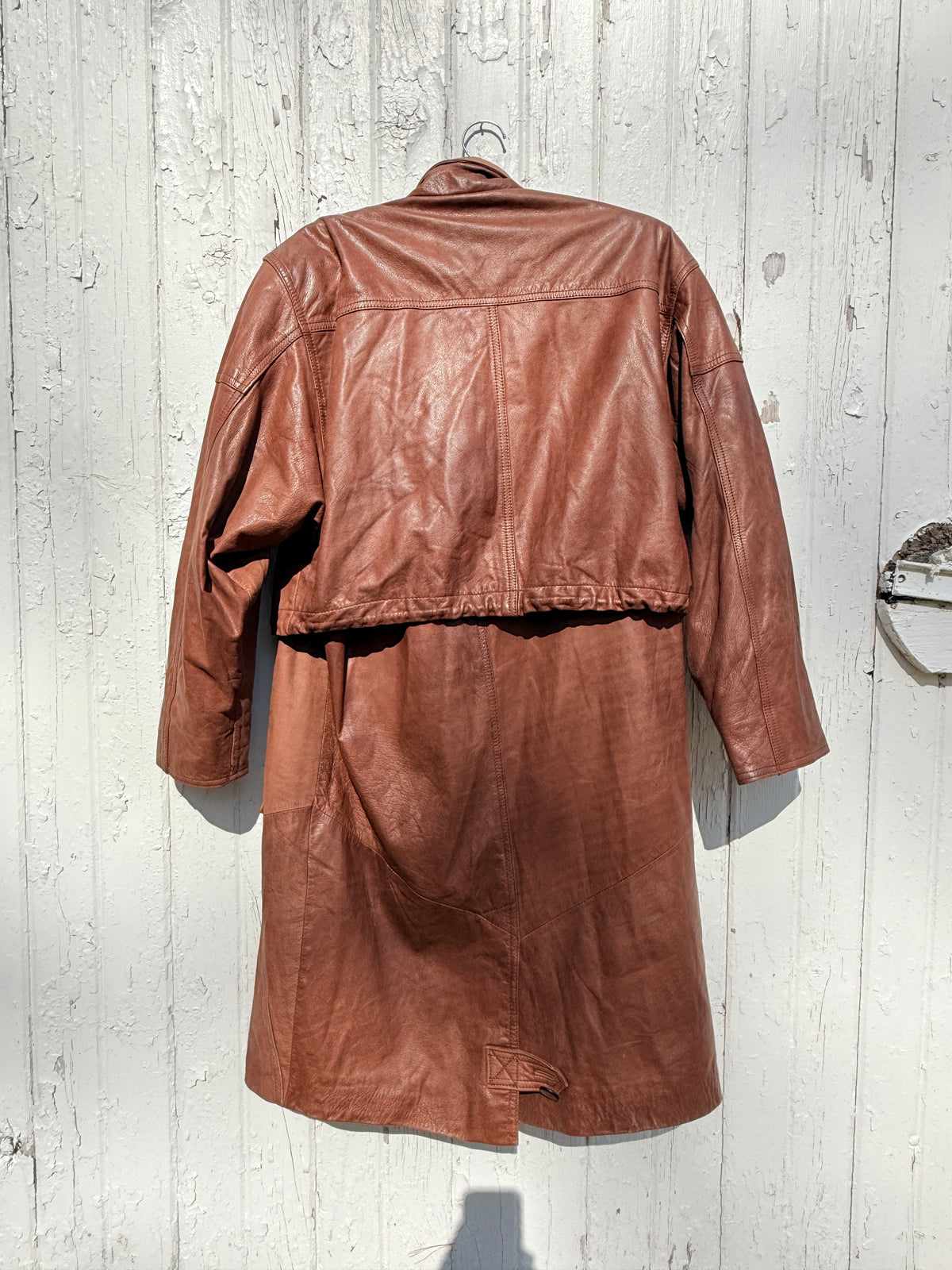 Vintage 1980s-90s Pelle Fully-Lined Brown Leather Overcoat | M