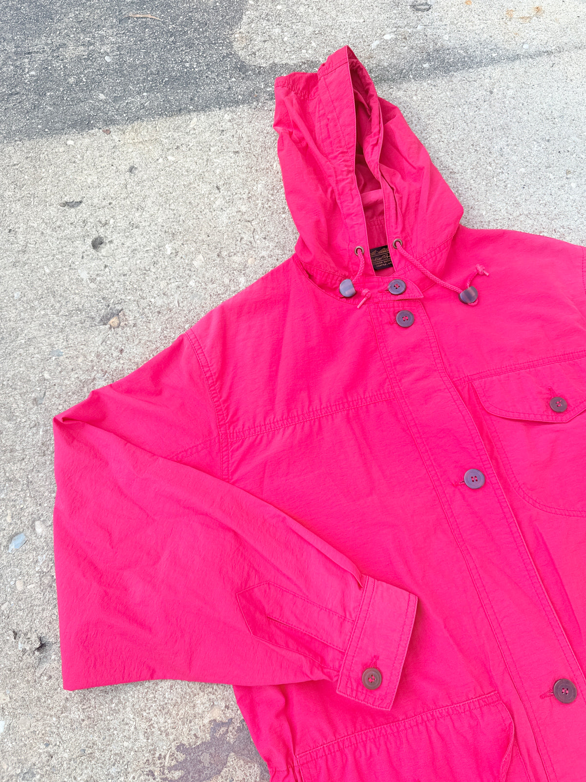 Vintage 1980s-90s Eddie Bauer Red Cotton-Nylon Blend Raincoat | M