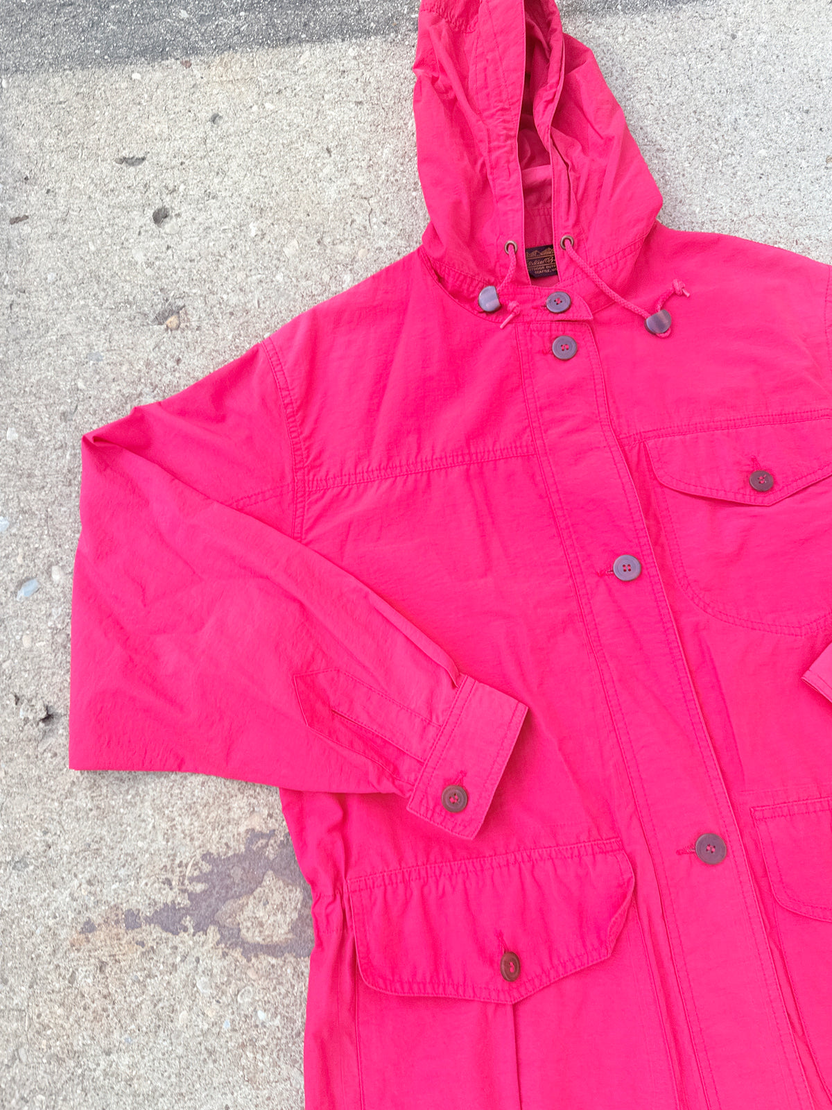 Vintage 1980s-90s Eddie Bauer Red Cotton-Nylon Blend Raincoat | M