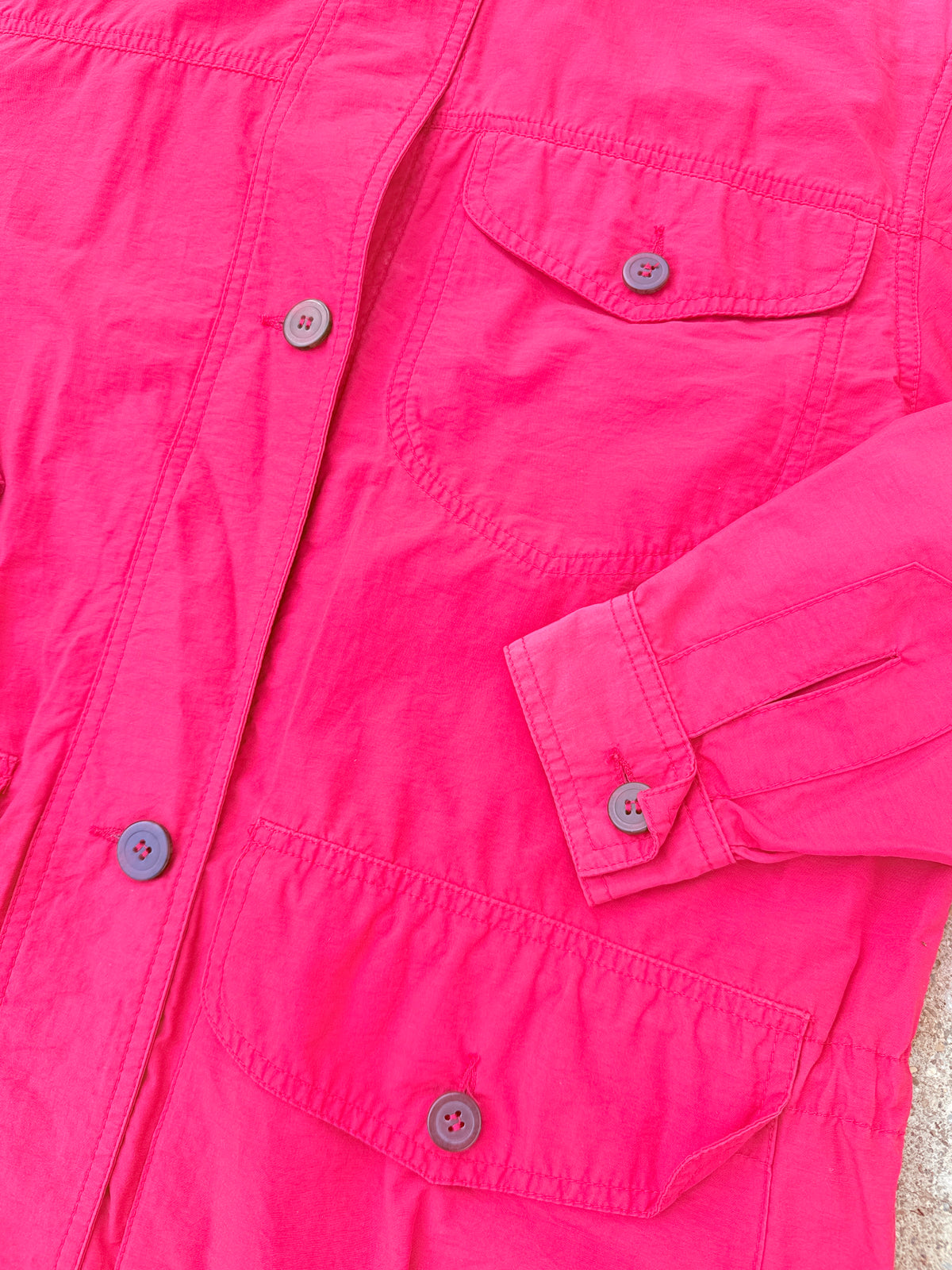 Vintage 1980s-90s Eddie Bauer Red Cotton-Nylon Blend Raincoat | M