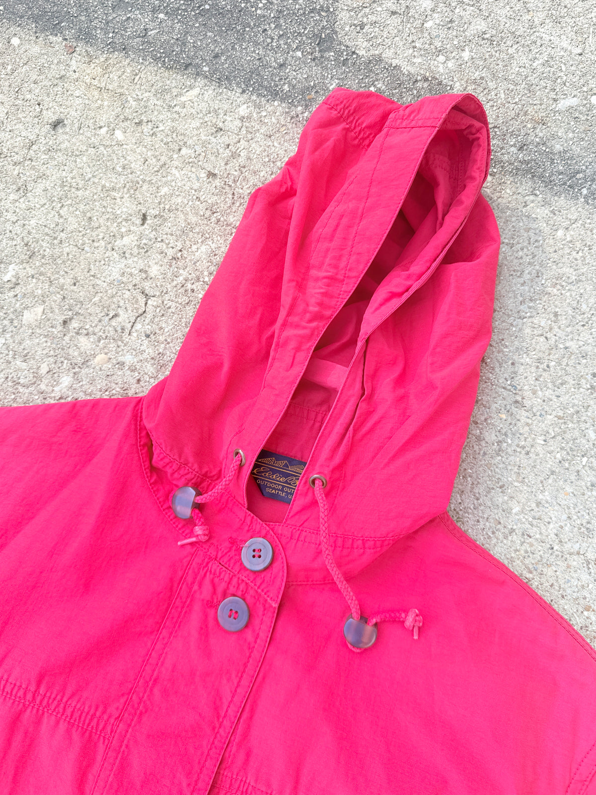 Vintage 1980s-90s Eddie Bauer Red Cotton-Nylon Blend Raincoat | M