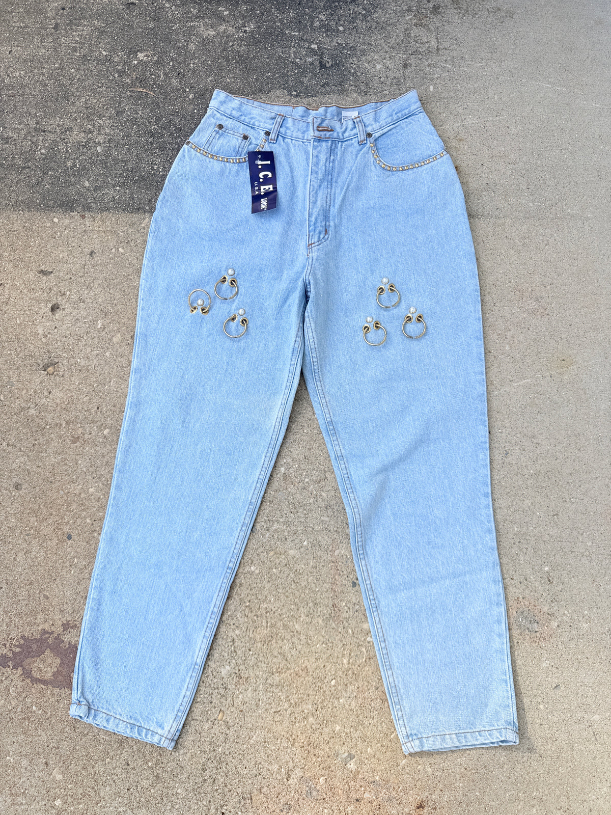 Vintage 1980s Deadstock Candies/ I.C.E. Tapered Fit Light Wash Denim Jeans | 13/14