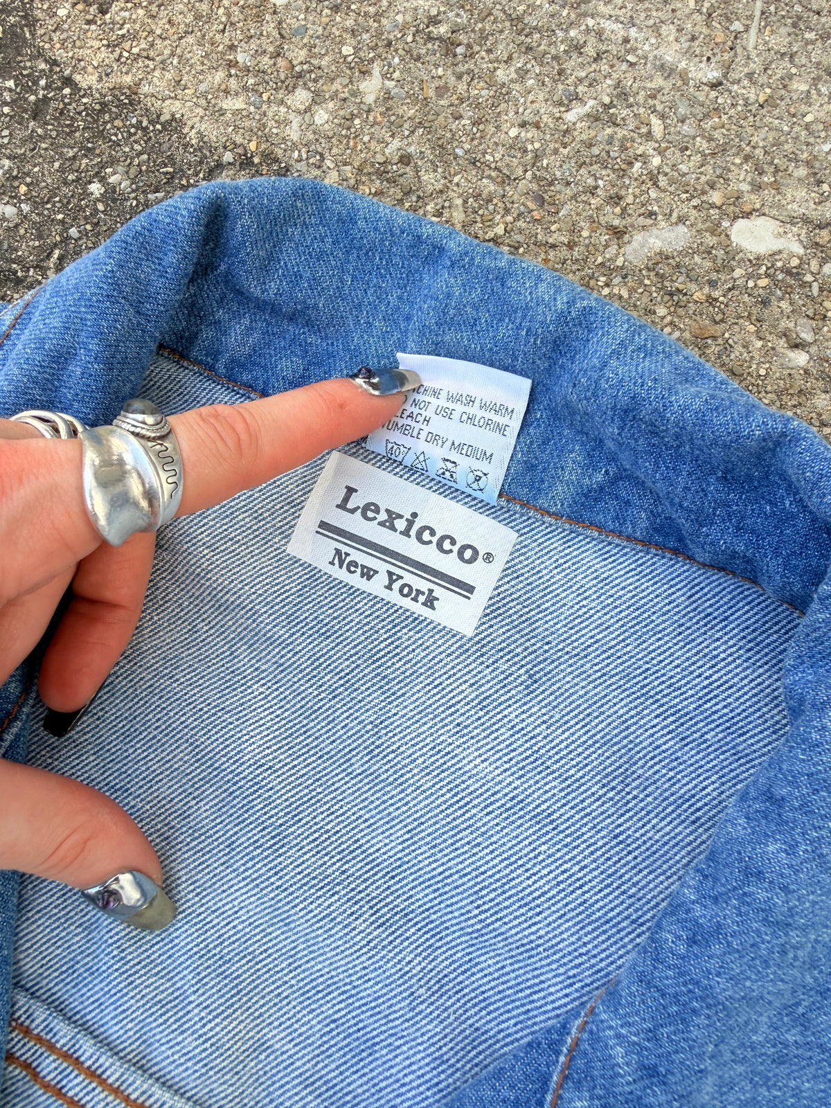 Vintage 1990s Lexicco New York Gold Embellished Denim Jacket | L