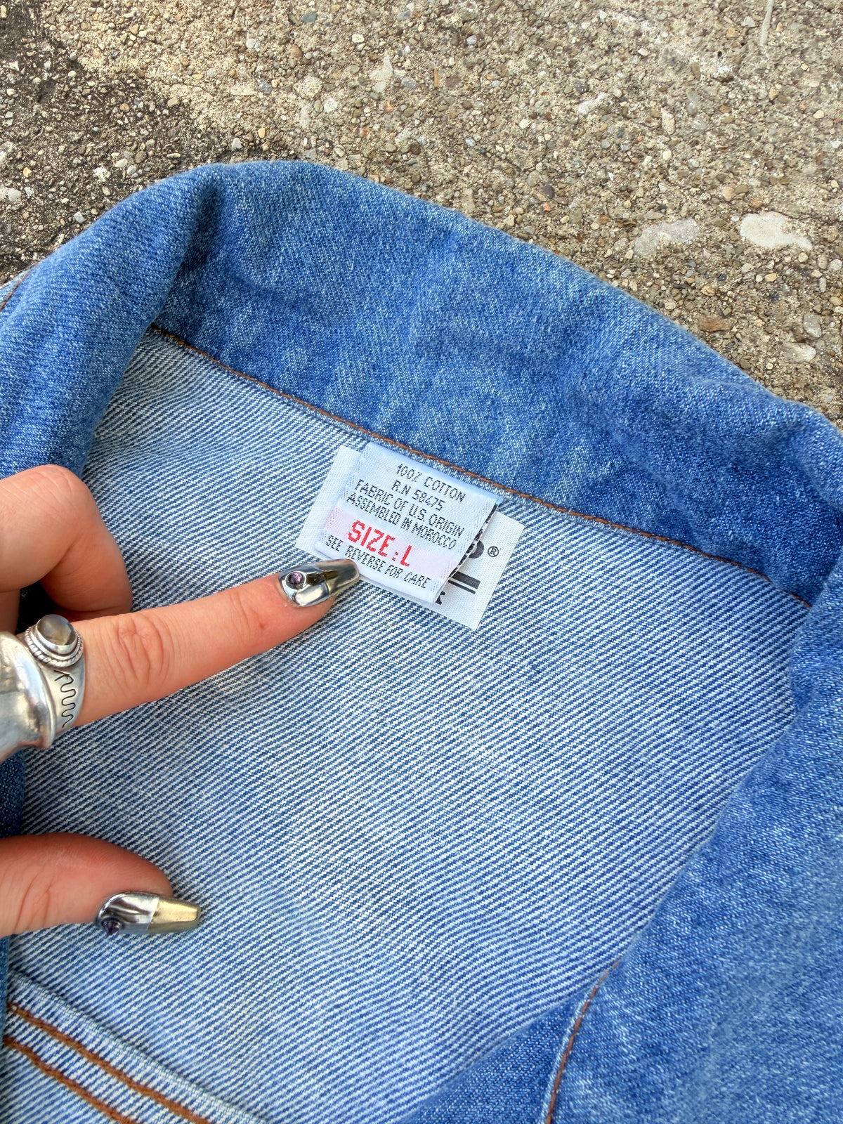 Vintage 1990s Lexicco New York Gold Embellished Denim Jacket | L