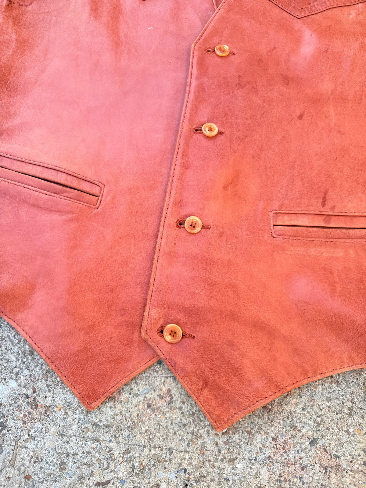 Vintage 1970s Sheplers Brown Leather With Snakeskin Accents Vest | 42