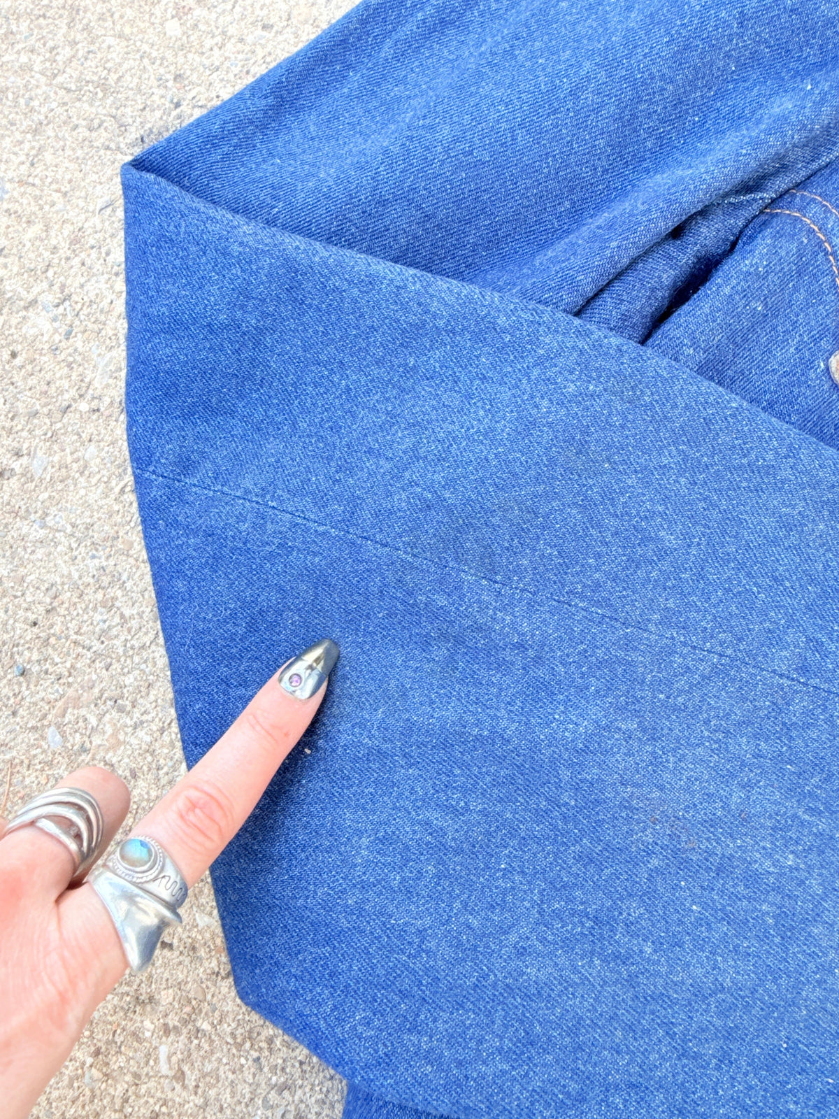 Vintage 1970s Pioneer Wear Blue Denim with Leather Accents Blazer | 46