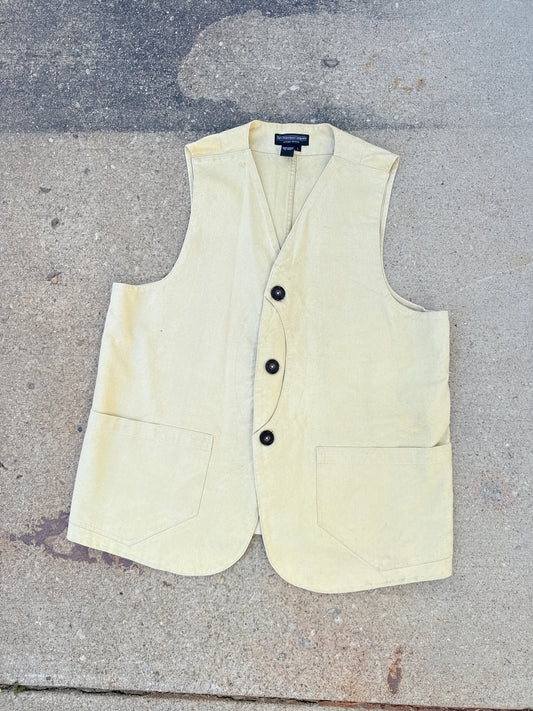 Vintage 1990s J. Peterman Company White Half Moon Cotton Canvas Hunting Vest | L