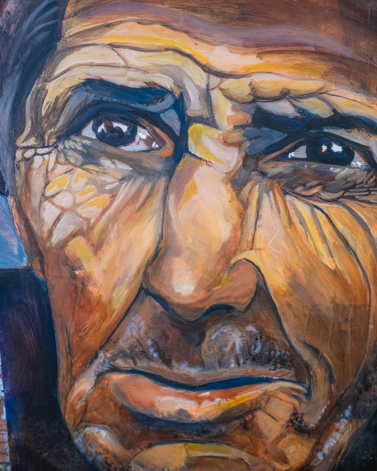 Vintage Large "Old Man with Rosary" Oil On Board Painting