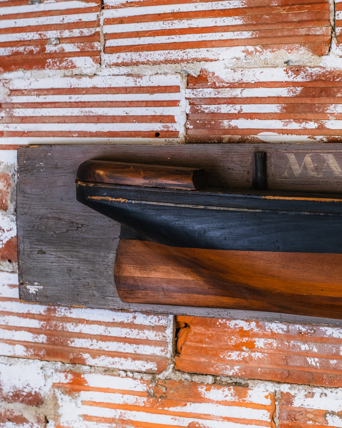 Vintage Wood 3D Maude Saxby Ship Model Wall Hanging