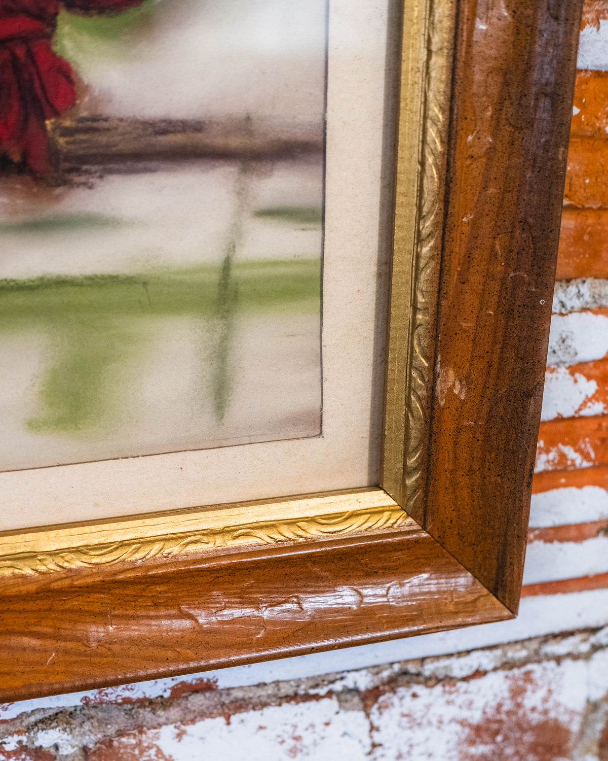 Antique 1900's Framed Roses On Table Stilllife Artwork