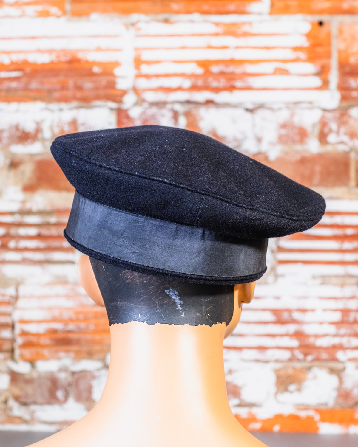 Vintage US Navy Black 100% Wool Sailor Cap