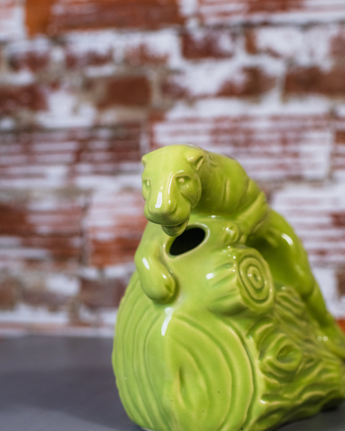 Vintage 1950's MCM Lime Green Panther Table Lamp