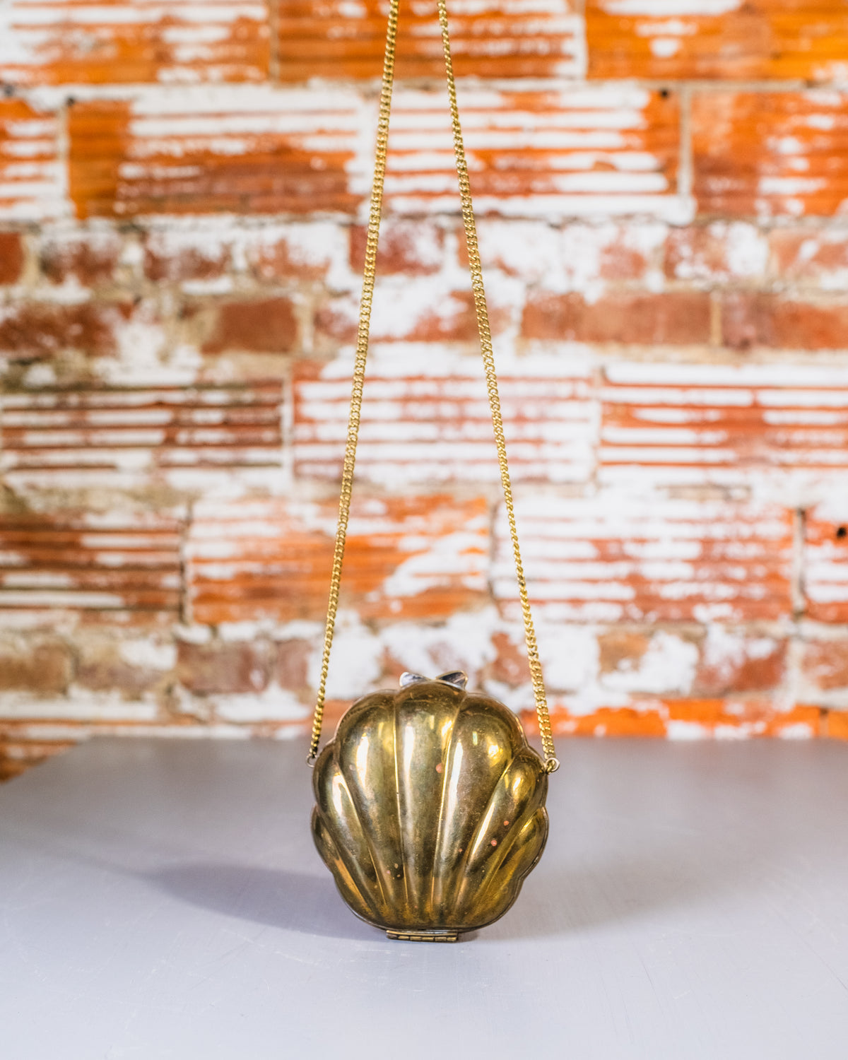 Vintage 1970’s/80’s Solid Brass Clam Shell Crossbody Purse
