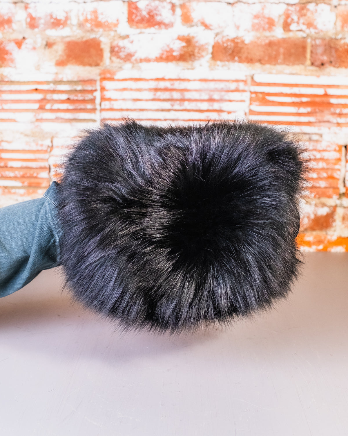 Vintage 1950's Black Genuine Fox Fur Hand Muff