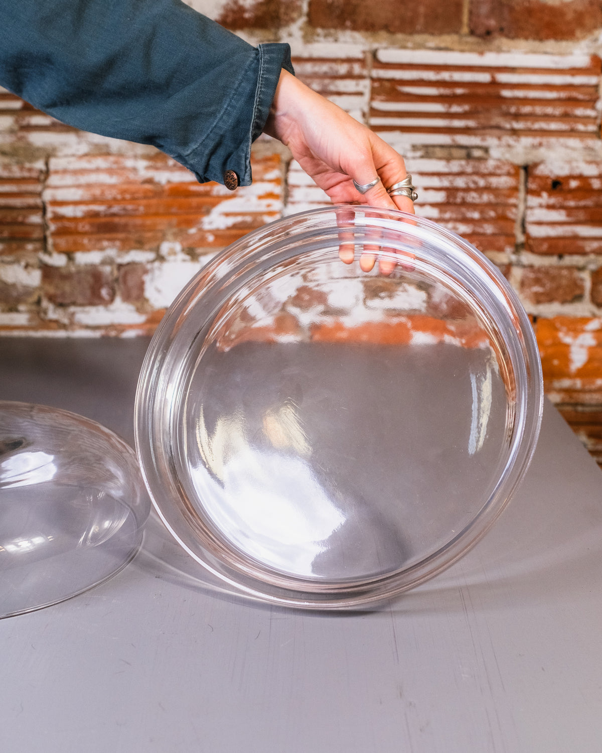 Vintage MCM Glass Domed Pie Plate
