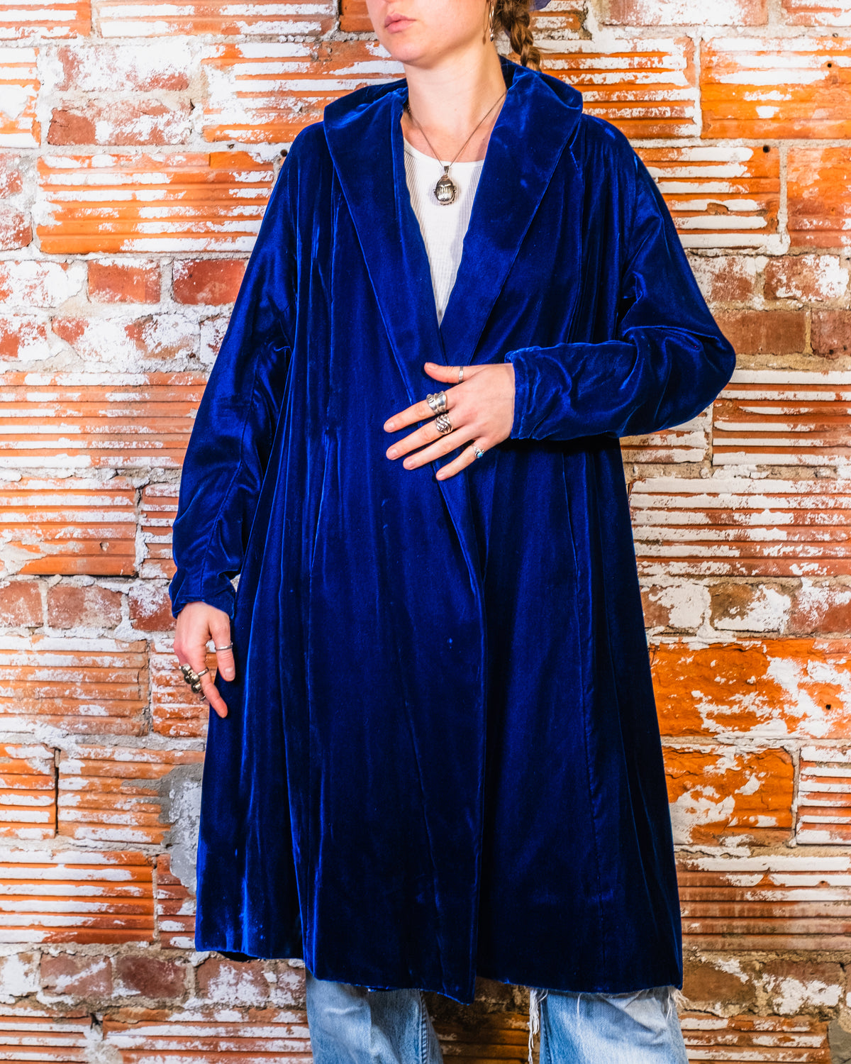 Vintage 1940's/50's Blue Velvet Swing Coat