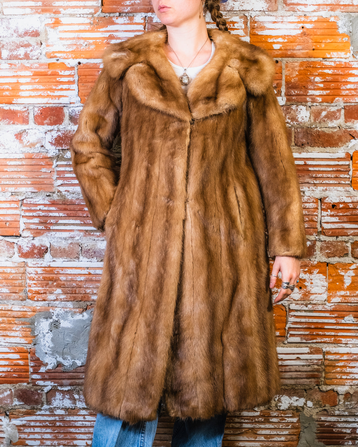 Vintage 1940's Davidson Blonde Mink Wide Collar Coat