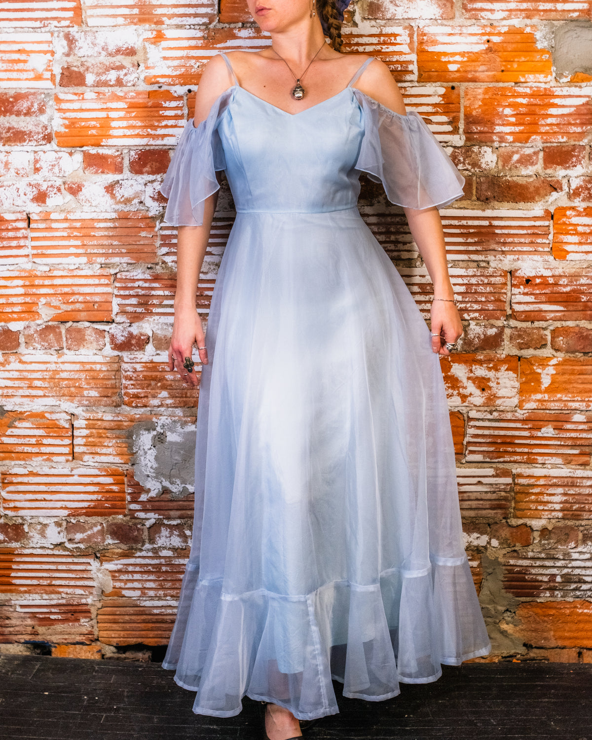 Vintage 1970's Roberts Of California Pale Blue Chiffon Cinderella Dress