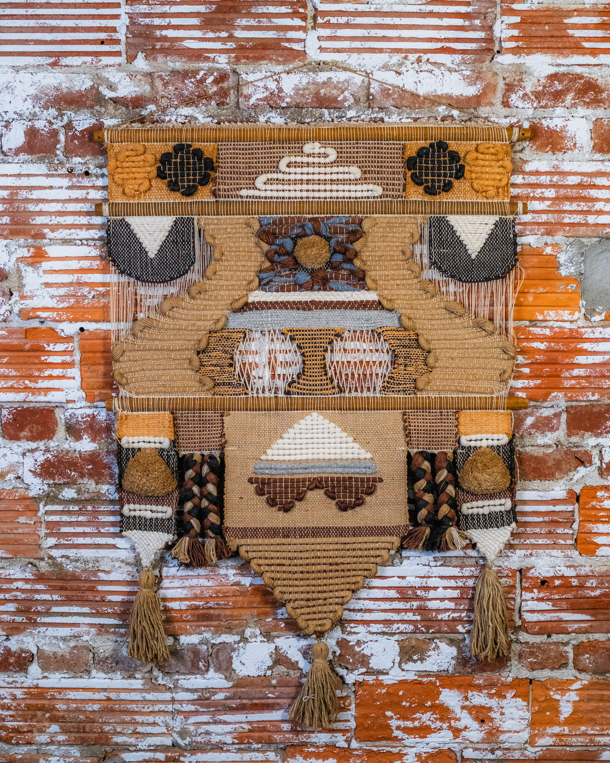 Vintage 1970s Don Freedman Orange, Black, and White Hanging Wall Art
