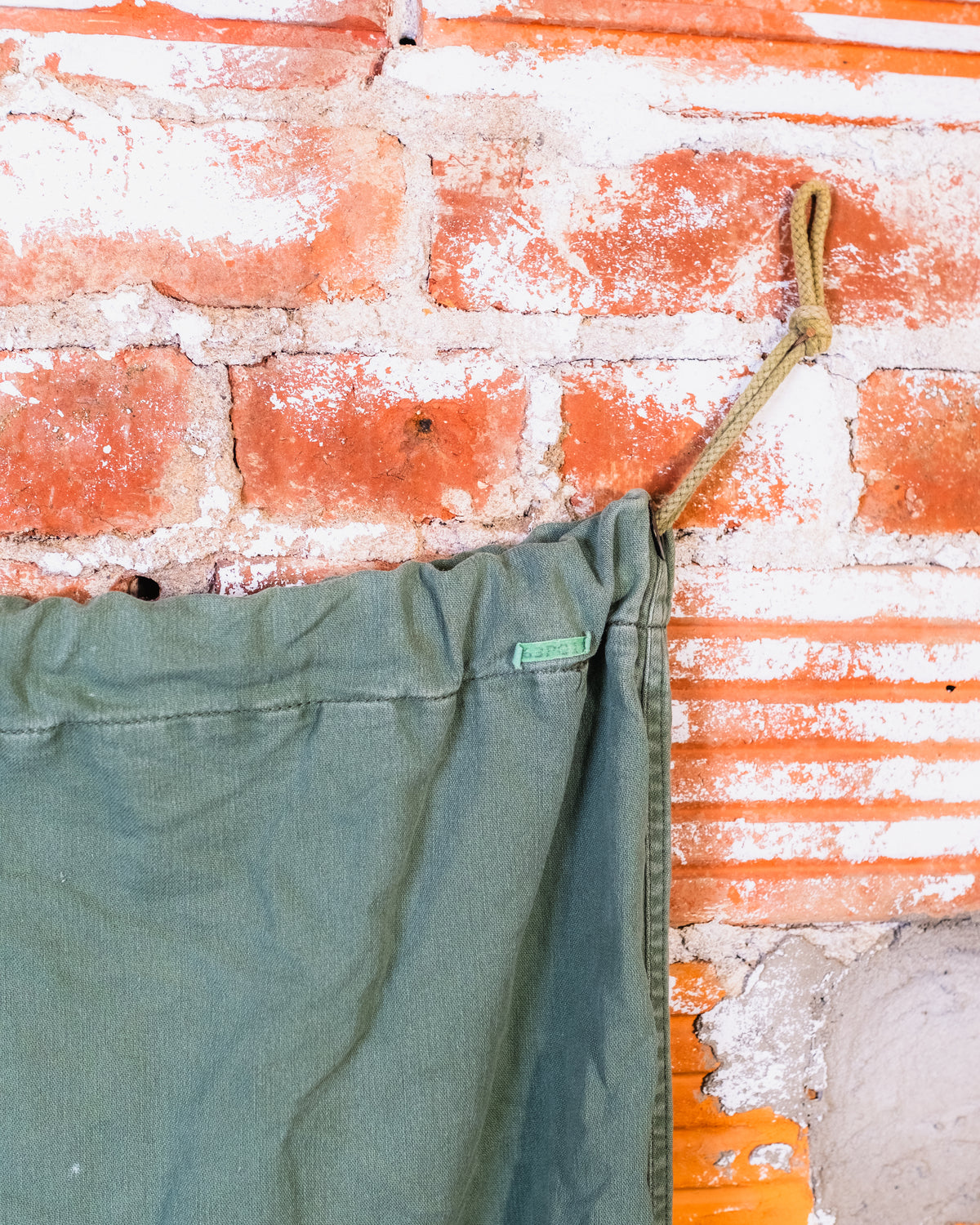 Vintage 1960s-70s US Military Green Cotton Sateen Patched Barracks Bag
