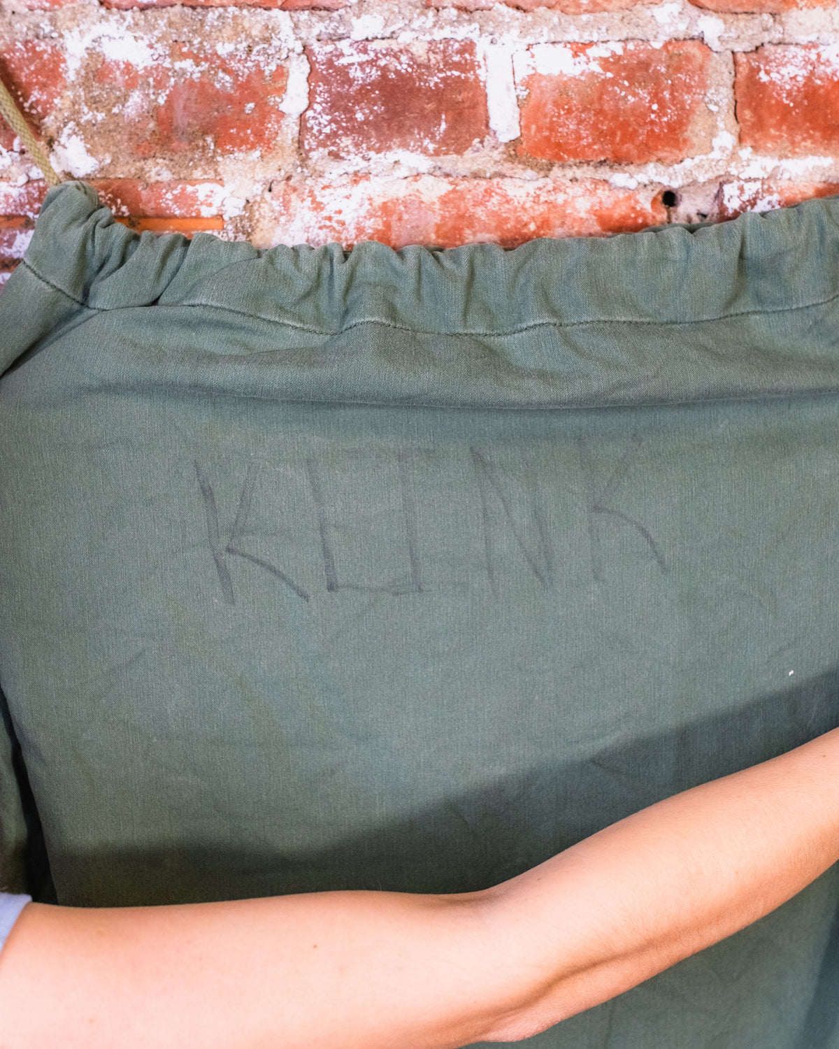 Vintage 1960s-70s US Military Green Cotton Sateen Patched Barracks Bag