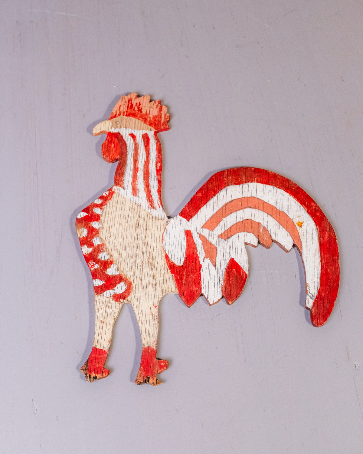 Vintage Hand Painted Wood Rooster Folk Art