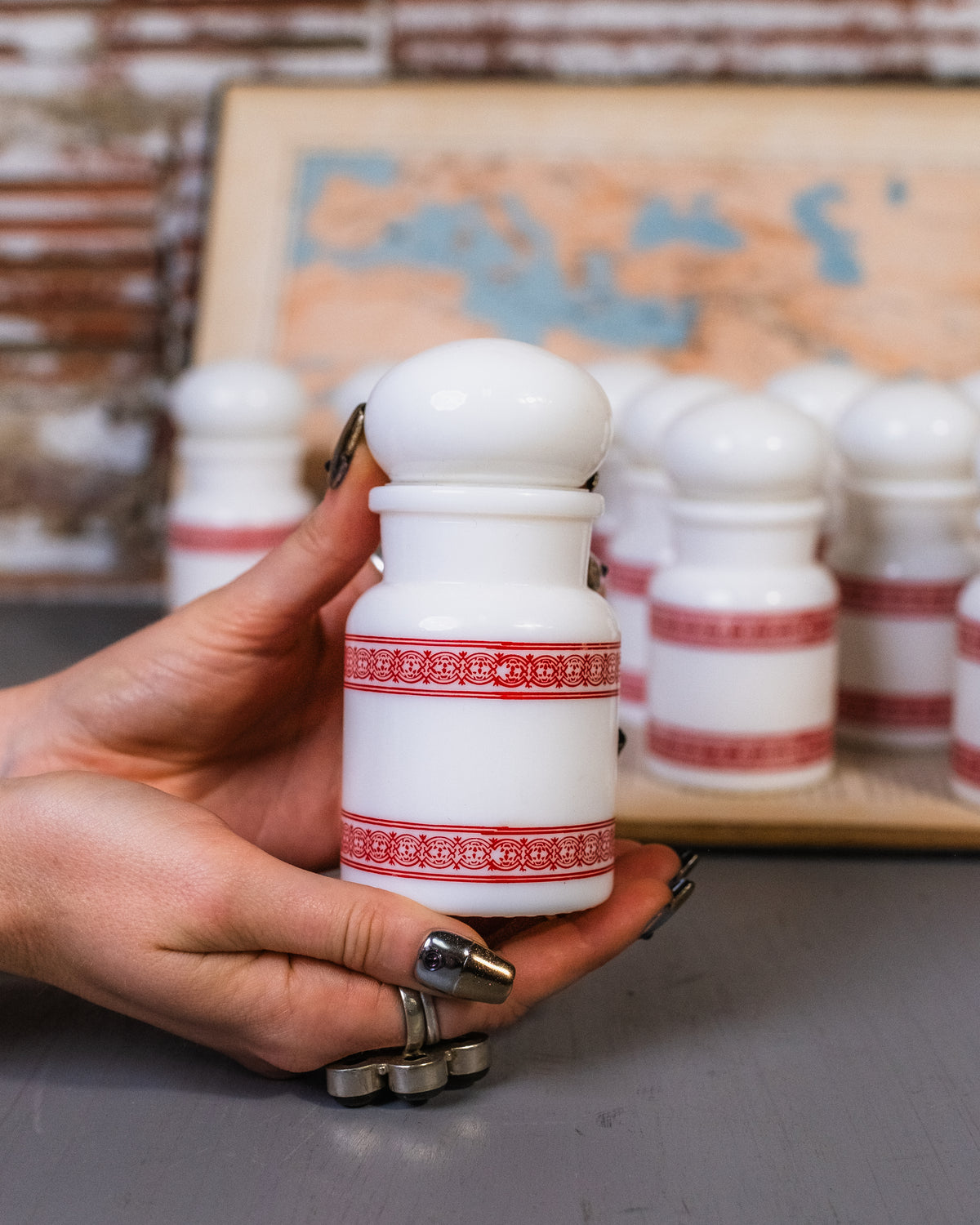 Vintage 1960s-70s Made in Belgium Milk Glass Apothecary Jars Set of Eleven