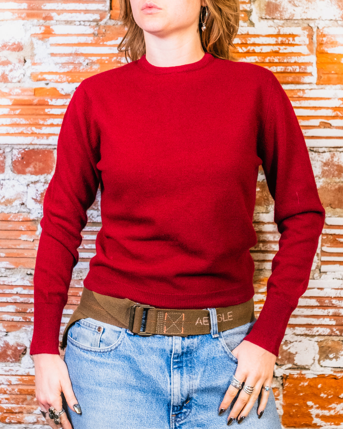 Vintage 1950s Garland "Dreamspun" Red Wool-Cashmere blend Sweater