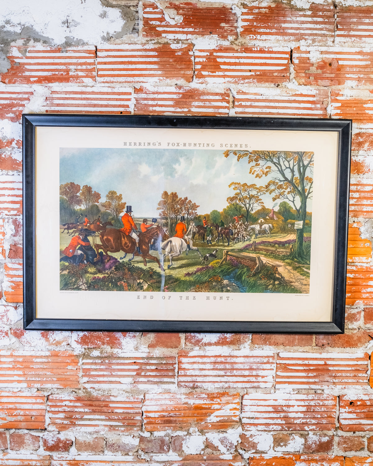 Vintage 1944 End Of The Hunt Herring's Fox Hunting Scene Print Art
