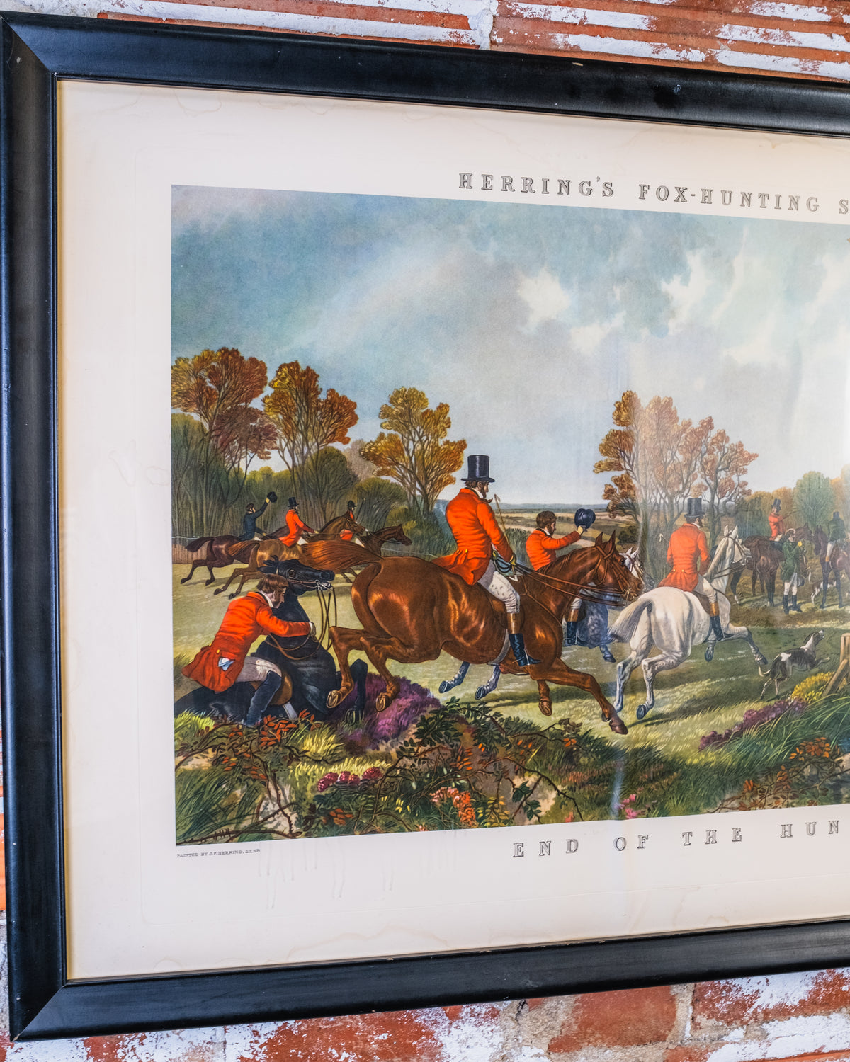 Vintage 1944 End Of The Hunt Herring's Fox Hunting Scene Print Art